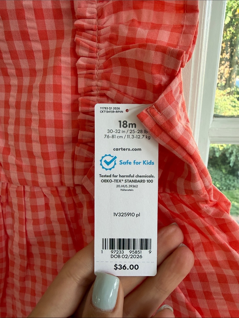 NWT Carter's Pink-Red Gingham Ruffle Bubble Romper and Bloomers - Picture 3 of 6
